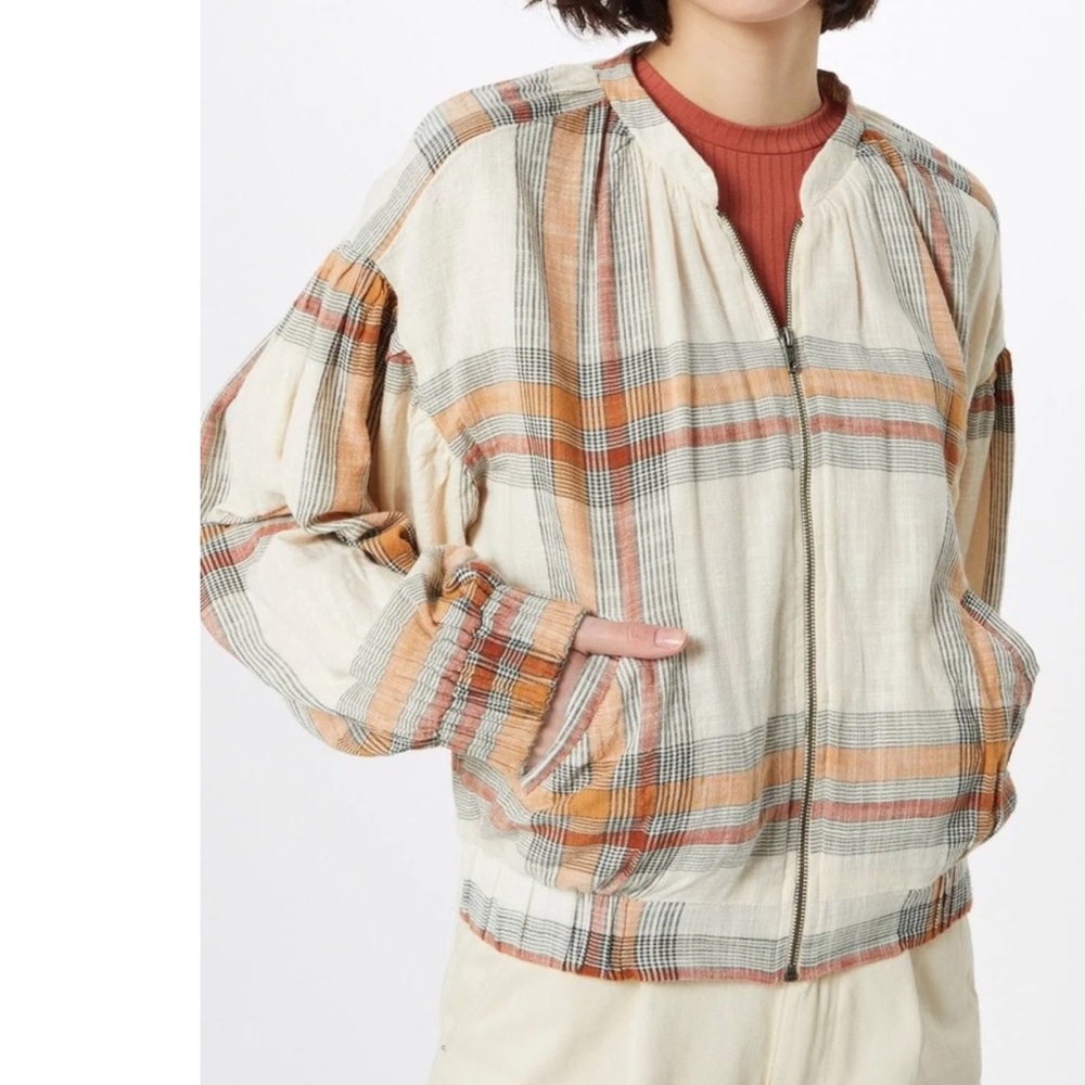 Free People Mattie Plaid Bomber Jacket